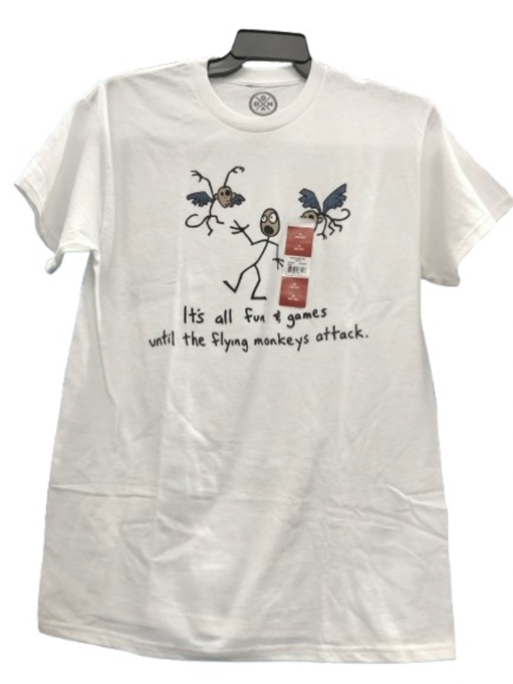 Ⓜ️$8Ⓜ️ NEW Flying Monkeys Attack Graphic Tee Shirt White Medium Men's UNISEX